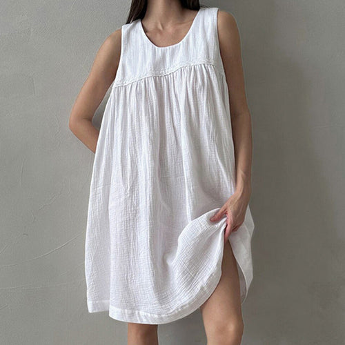 White Cotton Vest Dress