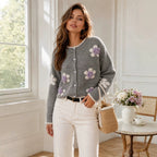 Women's Floral Embroidered Knit Cardigan