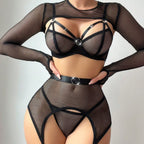Black Mesh Bra Set Lingerie