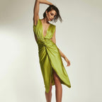 Deep V-Neck Backless Cutout Sleeveless Bodycon Midi Dress