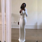 Women's Deep V-Neck Long Sleeve Sheath Dress