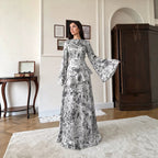Women's Floral Satin Long-Sleeve Dress