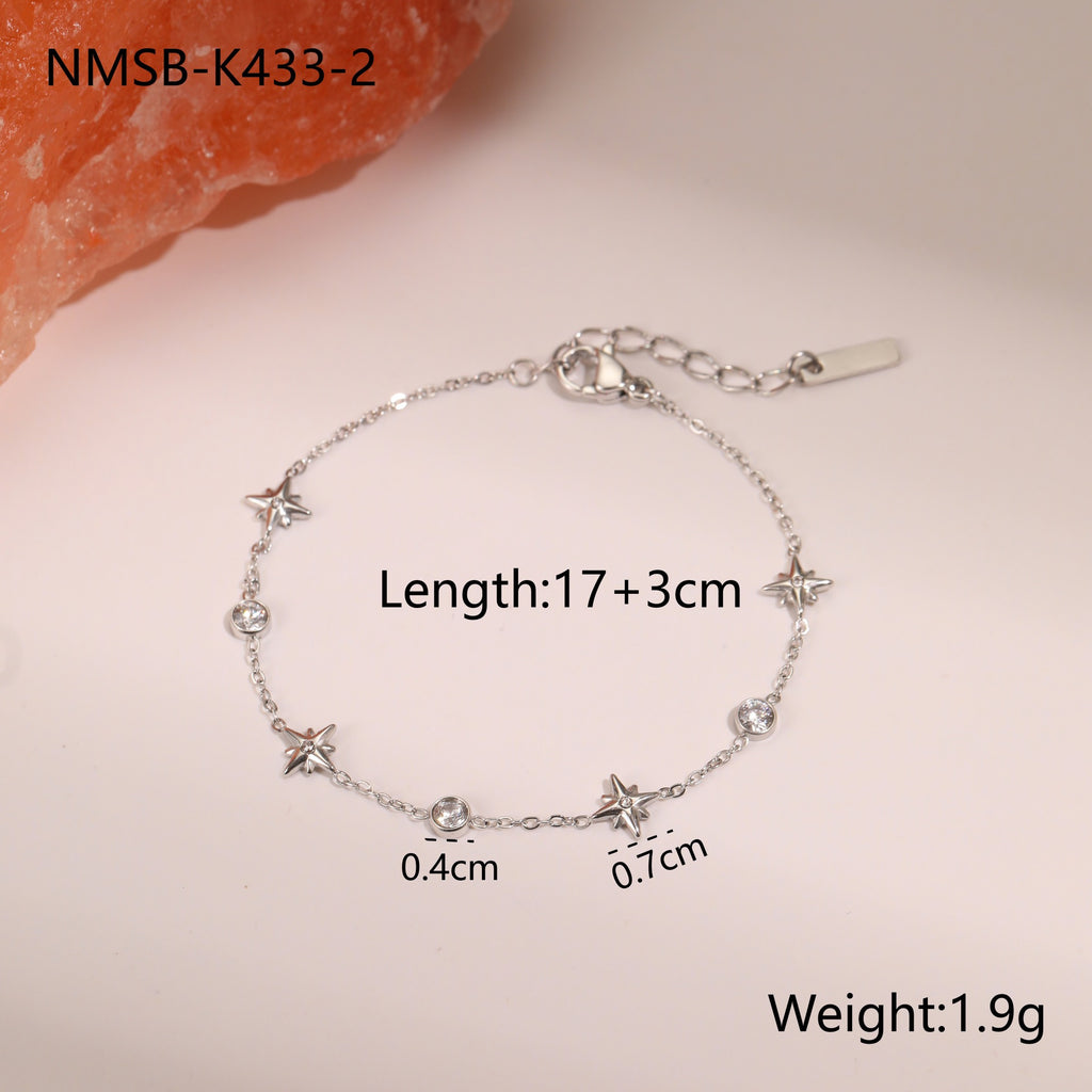 Steel Six Pointed Star Bracelet