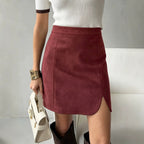 Women's High Waist Suede Pencil Skirt