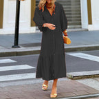 Women's Loose-Fit Puff-Sleeve Midi Dress
