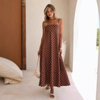 Arrival Dress Polka Dot Print High-Waist Big Swing Vacation Maxi