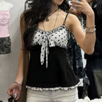 Women's Polka Dot Beaded Mesh Camisole