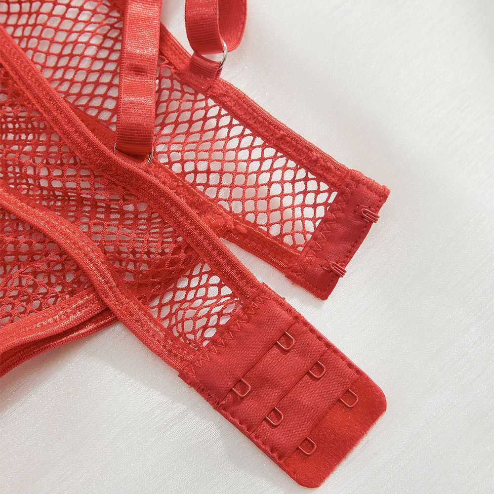 Sexy Lingerie Uniform Sexy Sexy Cutout Fishnet Clothes Suit Ruffled Garter Belt