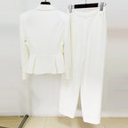 Women's Hollowed Out Heart Shaped Slim Fit One Button Two-Piece Set