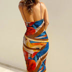 Summer Nightclub Abstract Printing Slip Dress