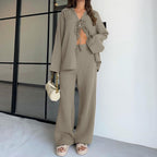 Cotton Champray Long Sleeve Lace up Cardigan