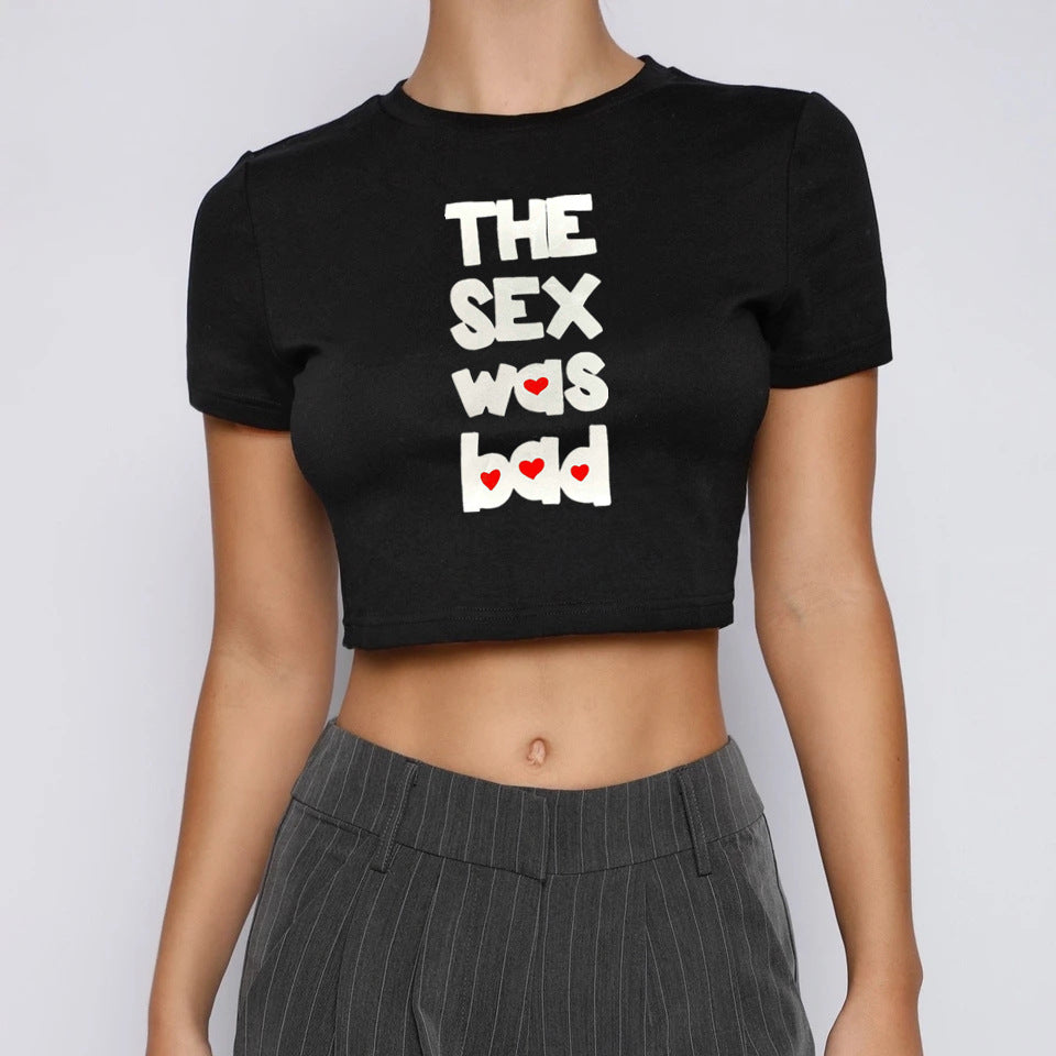 Women’s Graphic Letter Slim Fit Cropped T Shirt