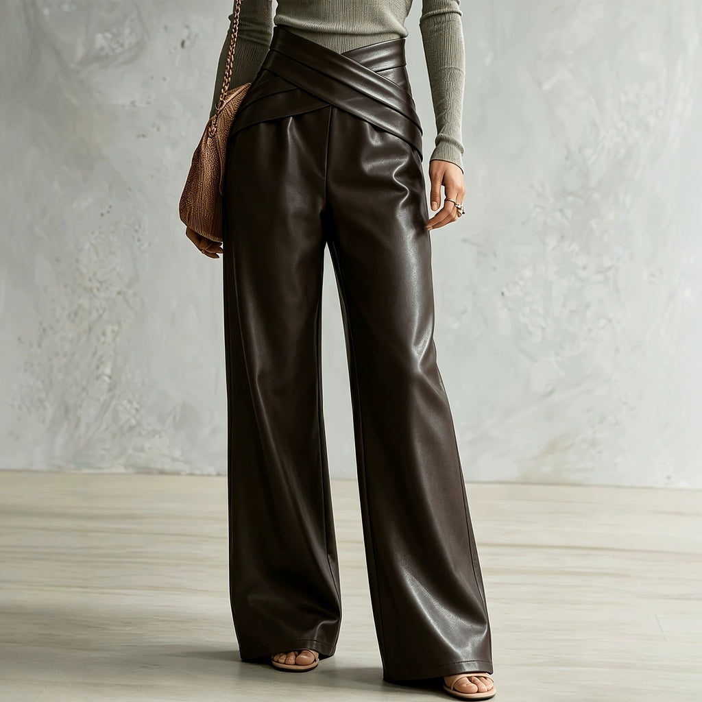 Women's Faux-Leather Wide-Leg Pants