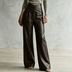 Women's Faux-Leather Wide-Leg Pants