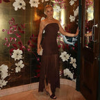 Off-Neck Mesh Stitching Dress