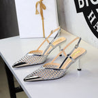 Women's Mesh Stiletto Ankle-Strap Sandals