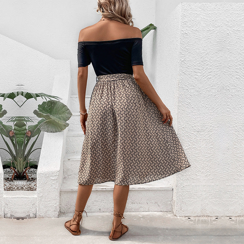 Women's Off-Shoulder Color-Block Dress