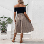 Women's Off-Shoulder Color-Block Dress