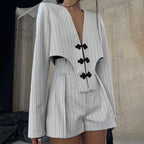 Deep-V Jacket & Shorts Set