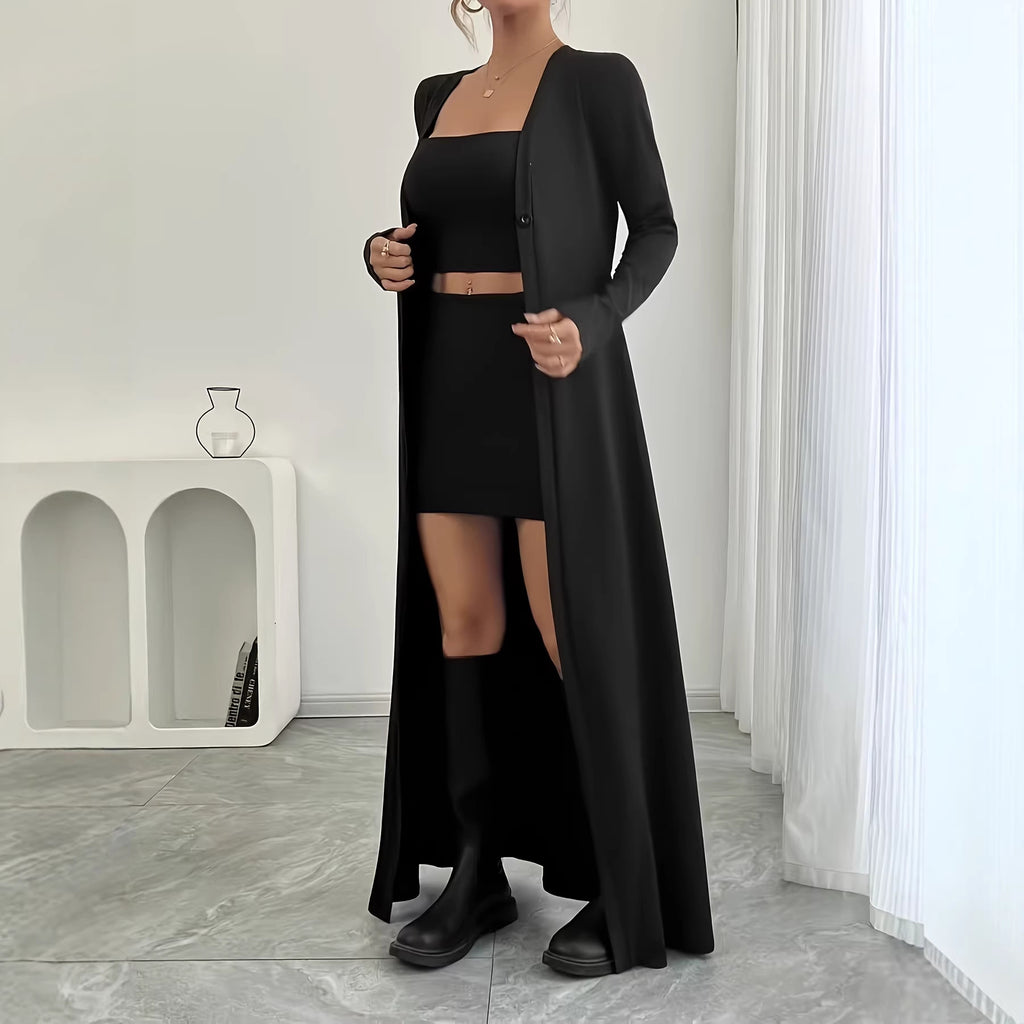 Women's Plus Size Long Knit Cardigan
