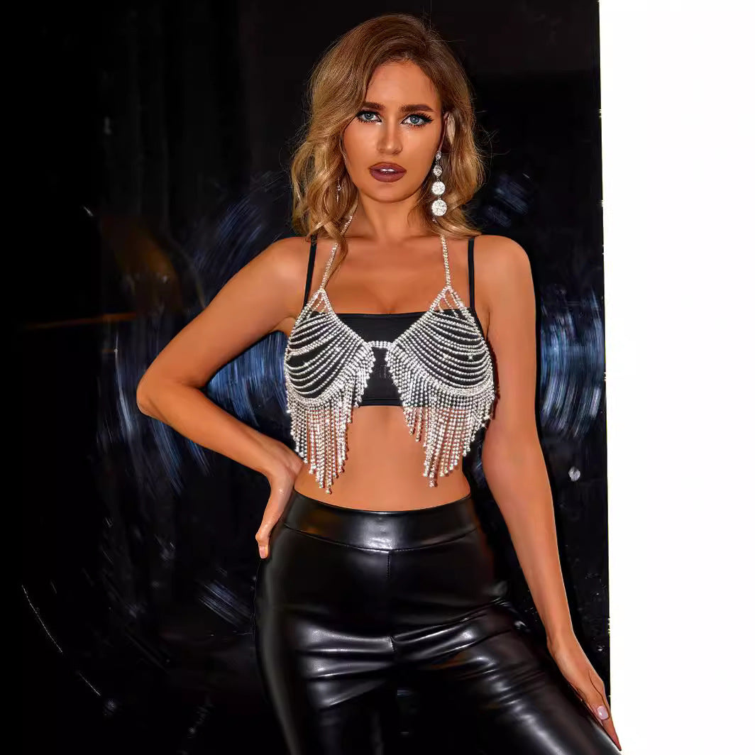 Women’s Rhinestone Fringe Halter Body Chain