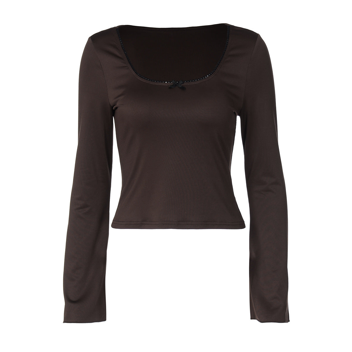 Women Clothing Square Collar Long Sleeve T shirt Women