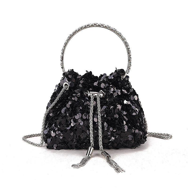 Women's Acrylic Sequin Chain Bucket Bag