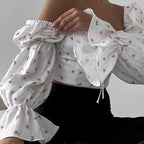 Women's Floral Square Neck Puff Sleeve Top