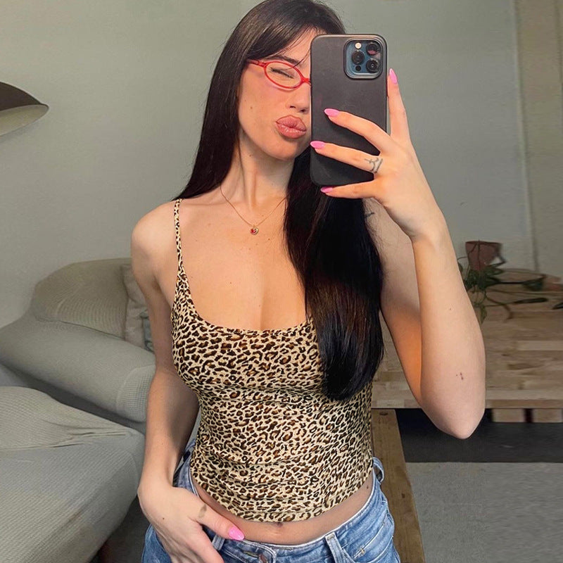 Women's Women’s Leopard Print Spaghetti Strap Crop Top