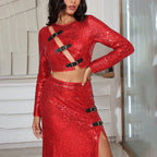 Women's Spring Autumn Best Stitching Coordinated Two-Piece Set