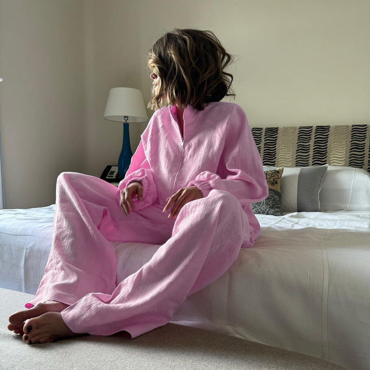 Cotton-Linen Shirt & Elastic-Waist Pants Set