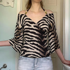 Animal Print Beaded Halter Top