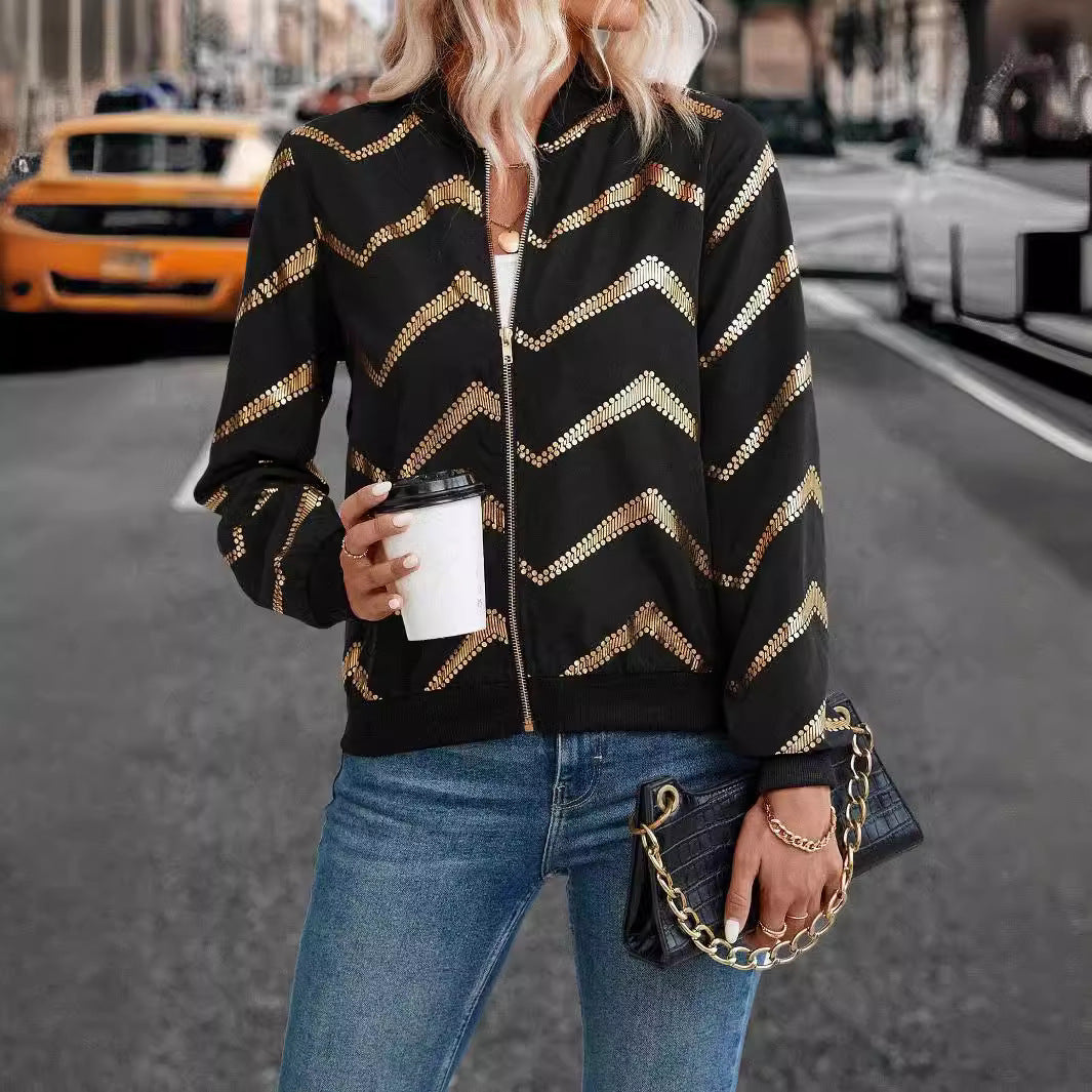Zigzag Print Bomber Jacket