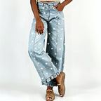 Women's High-Waist Polka-Dot Wide-Leg Jeans