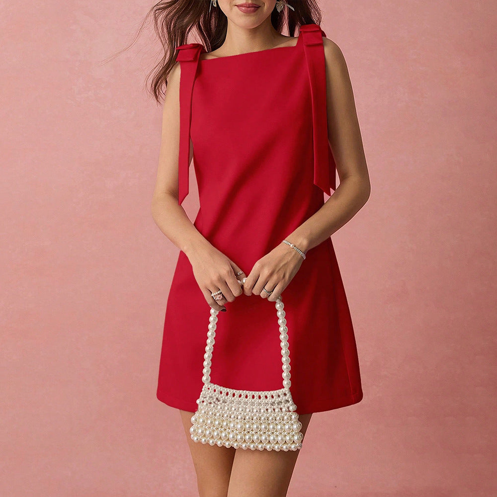 Women's Red Sleeveless A Line Dress For Party Short Dress