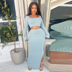 Women's Cropped Top and Skirt Two-Piece Set