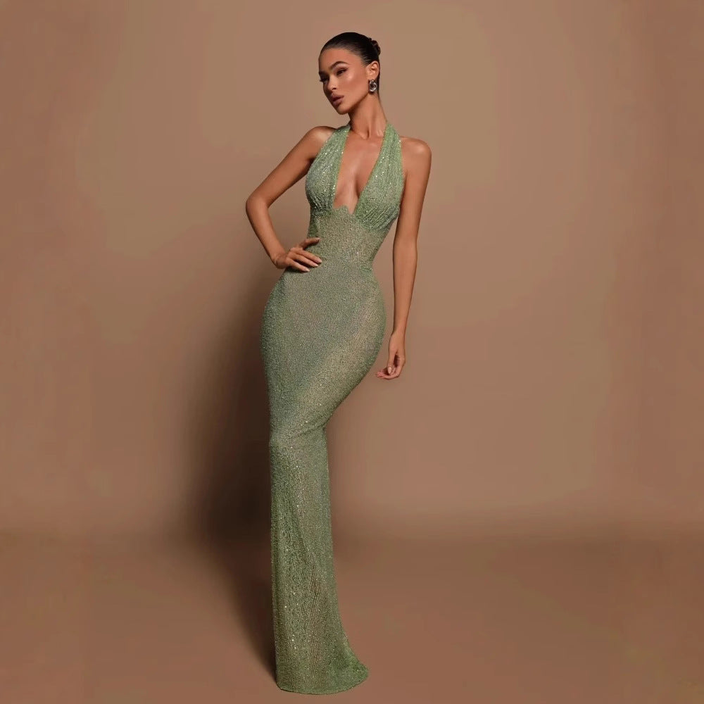 Women's Popular Sexy One Shoulder Sequined Sheath Slim Fit Cocktail Annual Party Party Evening Dress