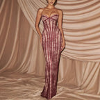 Women's Slim Fitting Lace Corset Hip Party Lace up Maxi Dress