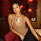 Summer Solid Color V neck Halter Strap Slim Fit Small Tank Top