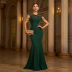 Women's Advanced Sleeveless Round Neck Sequ Slim Sheath Cocktail Dress