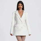 Women's Collared Belted Long-Sleeve Office Dress
