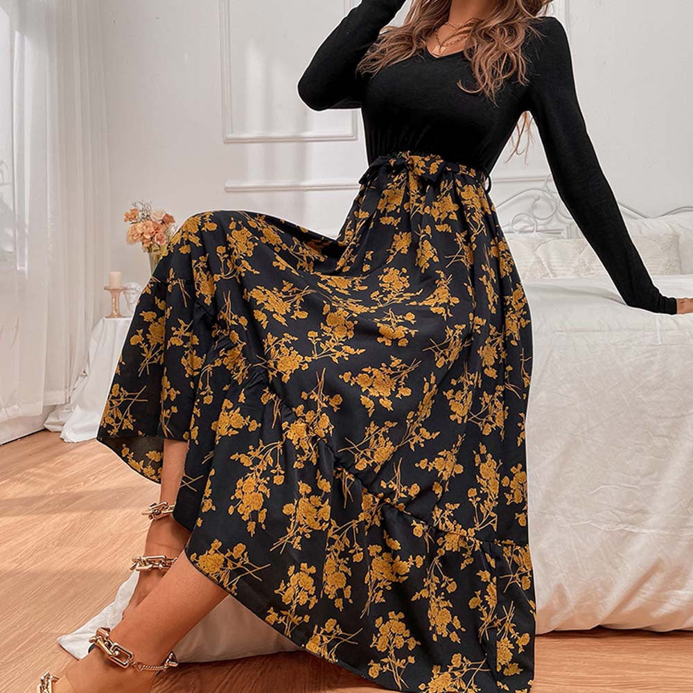 Women's Floral V-Neck Midi Dress