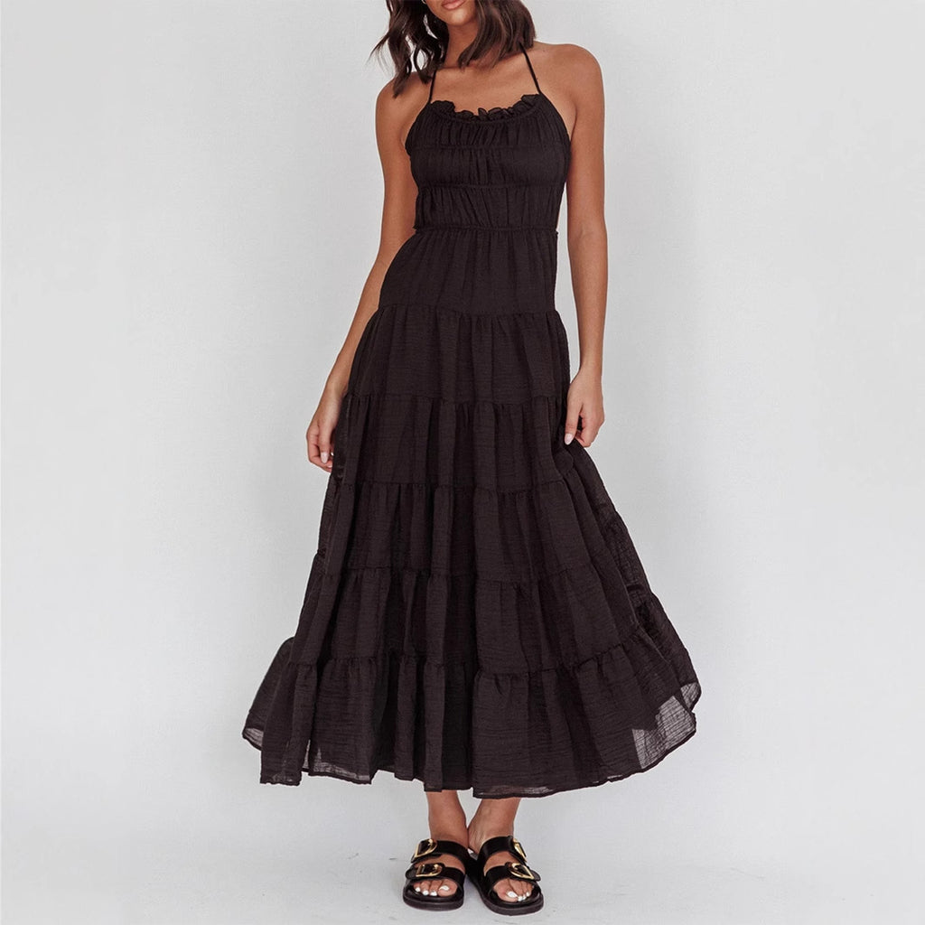 Women's Halter Lace-Up Vacation Dress