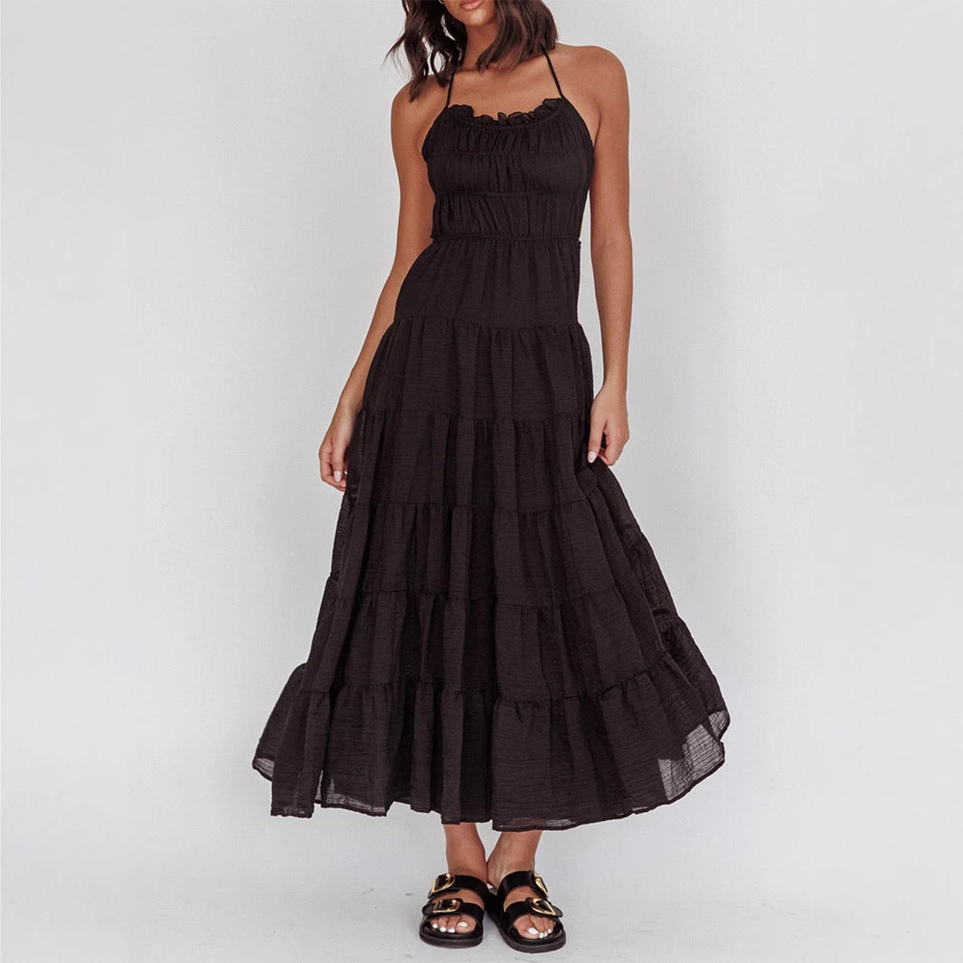 Women's Halter Lace-Up Vacation Dress