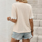 Lace V-Neck Patchwork Vacation Top