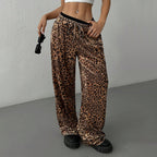 Women's Women Clothing Unique Design Casual Pants Autumn Winter Loose Drape Leopard Print Trendy Trousers