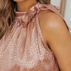 Women's Satin Leopard Print Lace-Up Vest