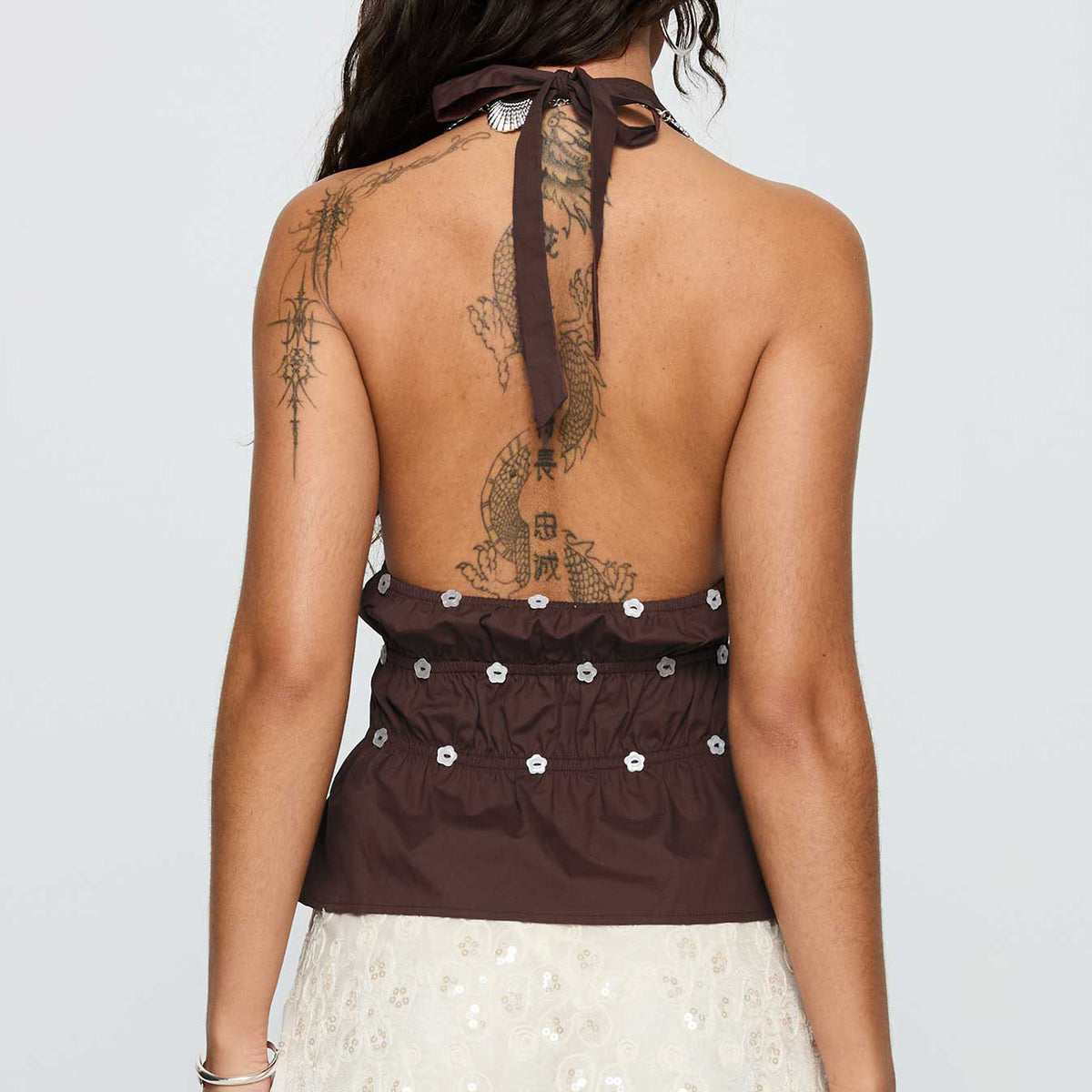 's Nail Deep V Plunge Halterneck Vest Cutout Backless Top