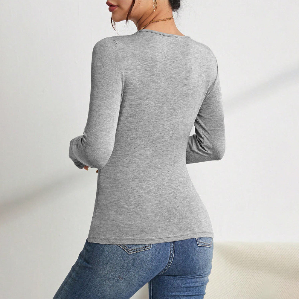 Women's Women's Minimalist Design Square Neck T Shirt Fall/winter