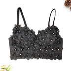 's Three Dimensional Floral Beaded Camisole Elegant Graceful